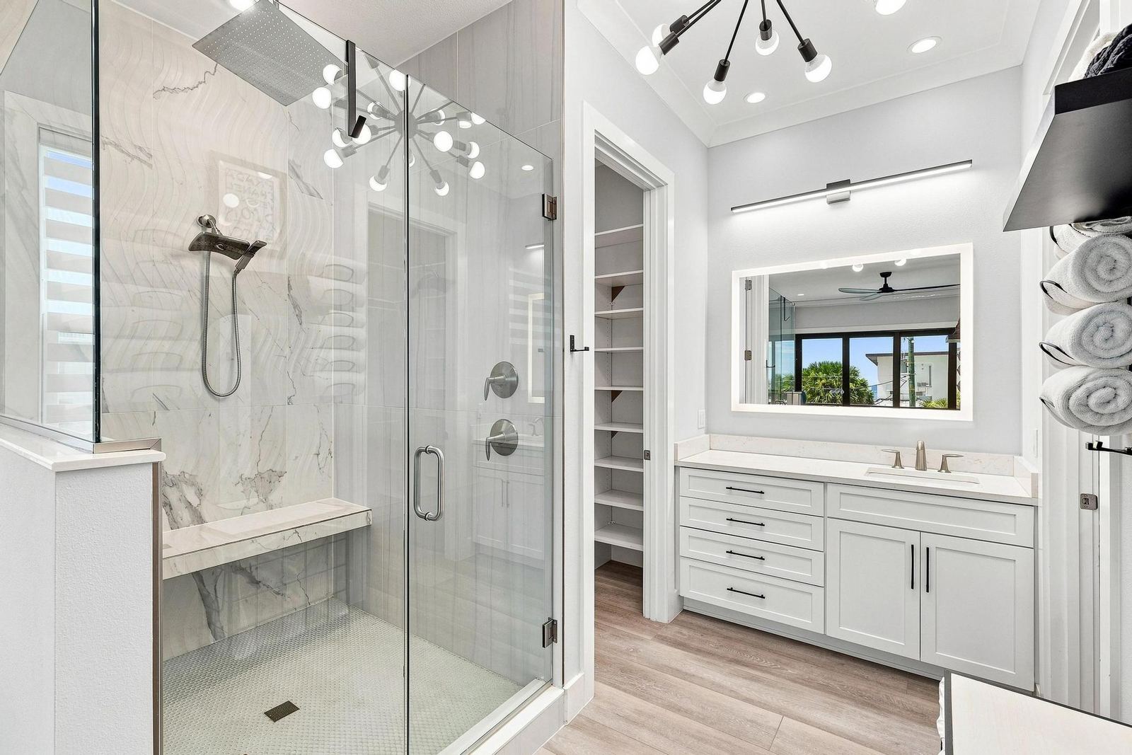 Primary bathroom with glass walk-in shower